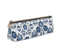 JIPOFD Trousse à crayons triangulaire créative en cuir avec décorations de Noël légère et pratique avec une grande capacité de rangement, Blanc, One Size, Art déco.