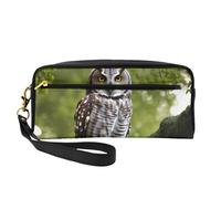 JIPOFD Trousse de maquillage avec branches d'arbre et hibou, trousse de toilette de voyage, sac de rangement mignon pour femme, noir, One Size