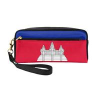 JIPOFD Trousse de maquillage avec drapeau du Cambodge - Trousse de toilette de voyage - Joli sac de rangement pour femme, noir, One Size
