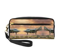 JIPOFD Trousse de maquillage avec jets de combat d'avion - Trousse de toilette de voyage - Joli sac de rangement pour femme, noir, One Size