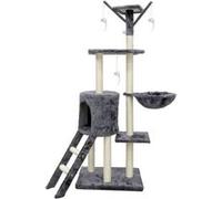 JIPSY Arbre a chat gris 79 x 34 x 138 cm - 3 plateformes, 1 perchoir, 1 niche, 1 escalier, poteaux a griffer Gris G