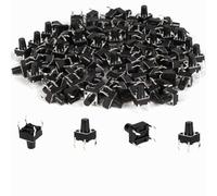 JIQI Lot de 100 micro-interrupteurs tactiles à bouton-poussoir de 6 x 6 x 8 mm, avec 4 broches en laiton, SPST 50 mA 12 V DC, adapté pour platine d'expérimentation et circuit électronique.