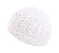 Jiqoe Chapeaux et casquettes pour femmes, bonnet tricoté pour étudiants, adultes musulmans, chapeau d'hiver pliable, fait à la main, crochet prier, garder creux, blanc, S/L