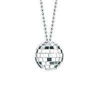 Jiqoe Collier avec pendentif boule disco effet miroir style années 70 pour soirée disco, Plastique