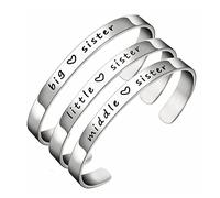 Jiqoe Lot de 3 bracelets pour sœurs avec inscription « Big Sister Middle Sister » et « Little Sister »