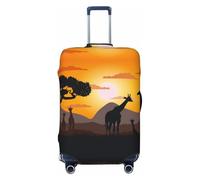 Jiraffes Of The African Savannah Housses de bagages de voyage - Housses de bagages élastiques pour valises de protection pour bagages 18-32 pouces, Noir, Mediano