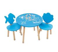 JIRAFFITY Table Enfant avec Chaise - Ensemble Bois ludique avec Jeu de Morpion, Design Marin Amusant dès 2 Ans | Chaise Enfant Bois Confortable, sécurisé et Facile à Monter (Set de table et 2 chaises)