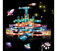 Jirmerp 166 Construction Magnetique Enfant 3D Blocs de Construction Magnétiques avec des Lumières Colorées