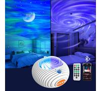 Jirmerp Projecteur Ciel Etoile,Double Effet Lampe Projecteur Galaxie Aurores boréales et voie lactée Projecteur Étoilé avec haut-parleur Bluetooth télécommande et minuterie pour enfant et adulte