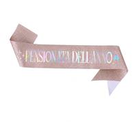 JIRVEX Écharpe de Retraite de l'Année Rose Pailletée 1 Pièce avec Broche Dorée - Cadeau Retraite Femme, Accessoire Amusant pour Fête de Retraite et Départ en Retraite