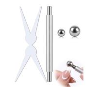 JIRVEX Kit 4 Pièces Aimant Cat Eyes Ongles Argenté Avec Bâton Magnétique 2 Boules En Acier Et Outil Double Tête Pour Nail Art Vernis Gel Œil De Chat Effet Galaxie Halo