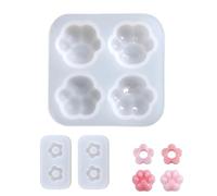 JIRVEX Lot de 3 moules silicone résine époxy mini fleurs creuses et patte de chat pour bijoux colliers boucles d oreilles porte clés moulage DIY