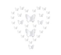 JIRVEX Lot de 30 Stickers Muraux Papillons 3D Miroir Décorations Murales pour Chambre à Coucher, Salon, Cuisine, Chambre d’Enfant, Décoration Murale Amovible DIY