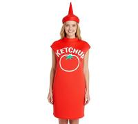 Jisadelio Costume de ketchup pour adulte | Vêtements de cosplay - Costume amusant de moutarde | Pour Halloween, Noël, vacances, anniversaire, carnaval, bal masqué, fête à thème, performance sur scène