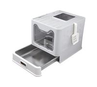 JISADER Bac à litière pour Chat avec Couvercle Toilettes pour Chat Pliantes Faciles à Nettoyer Entrée Avant Sortie supérieure pour Chats d'intérieur Bac à, Gris