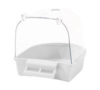 JISADER Boîte de Bain pour Oiseaux de Compagnie Distributeur d'eau Abreuvoir Suspendu Bol d'eau en Cage Perroquet Baignoire pour Perruche, perruches, Blanche