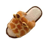 JISADER Chaussons de maison girafe pour femmes, chaussons en peluche, nouveauté pour la détente à domicile, 40 à 41