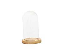 JISADER Cloche en Verre pour Décoration, Support de Couverture de Dôme Transparent, Cloche avec Socle en Bois, Affichage Couvercle pour Lumières, Antiquités, 7X12cm