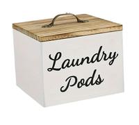 JISADER Conteneur de rangement en bois avec couvercle, organisateur de comptoir, ferme, distributeur de boîtes de rangement rustique pour la table à linge, Pod à Linge Blanc
