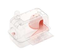 JISADER Habitat de Cage de Hamster, Transparent avec Manche, Exercice Jouant la Maison pour Le Lapin, Les cochons d'Inde, Les Souris, Les Petits Animaux, Le, Rose Transparent