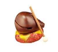 JISADER Instrument de musique à percussion en bois de poisson Mokugyo avec maillet et tapis, 3po