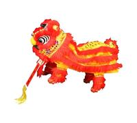 JISADER Marionnette Lion avec Cordes et Tige pour Les événements de La Fête Du Printemps, Jaune Rouge