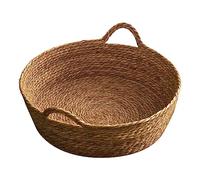 JISADER Panier pour Chat en Osier,Corbeille pour Chat,Chats Lits Confortable Rond,Niche Cage en Rotin Tissé à la Main pour Toutes Les Saisons Chat Chiot Chaton Minou Petits Chiens Animal Domestique
