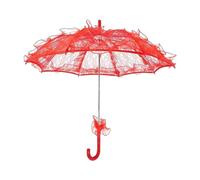 JISADER Parasol en dentelle, parapluie de danse romantique, Parasol à fleurs en dentelle pour femmes, spectacle de danse, utiliser des accessoires, Rouge
