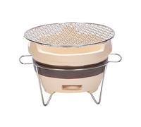 JISADER Petit Gril à Charbon de Bois, poêle en Argile Multifonctionnel avec Treillis métallique, poêle de Barbecue en poterie Portable Japonais pour la, c
