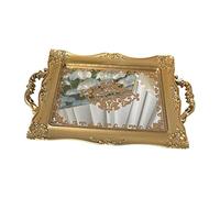JISADER Plateau de Miroir décoratif Plateau de Service Plateau de vanité Plateau de Rangement cosmétique pour Salle de Bain, Auréat 1, 37cmx23.5cm