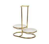 JISADER Porte-louches à Soupe Repose-cuillère Debout Porte-louche Vertical en Acier Inoxydable Repose-cuillère pour comptoir de Cuisine Buffet Ustensile de, Double Rond Blanc