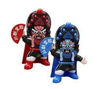 JISADER Poupée de Changement de Visage D'opéra 2 Pièces, Statues de Poupée D'opéra Chinois, Petites Figurines Traditionnelles Classiques D'art Chinois pour So, rouge Bleu