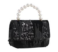 JISADER Sac à Main pour Petite Fille avec poignée perlée, Sac à Main Portable et Chic pour Faire du Shopping, des Cadeaux, des Voyages, Noir