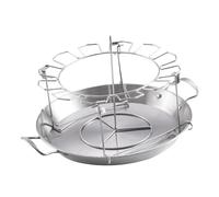 JISADER Support de Pilon de Poulet en Acier Inoxydable, Multi-Usage Vertical avec Plateau d'égouttage, Accessoires de Gril pour Camping, Outil de Cuisine en