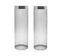 Jisapmzu Barbecue de camping en 2 parties, le plus grand panier de barbecue de les temps, filet de barbecue rond en acier inoxydable