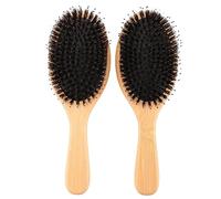 Jisapmzu Brosse en 2 parties, brosse à cheveux en poils de sanglier, peigne en bambou avec picots en nylon, pagaie en bambou, brosse démêlante, démêlant qui donne de l' aux brosses au quotidien