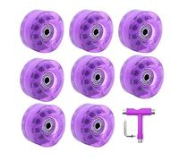 Jisapmzu Lot de 8 roulettes de patins à roulettes, 32 x 58 mm, 82 A, avec accessoires de patins à roulettes multifonctions, violettes