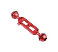 Jisapmzu Support de bras extensible - Bras de phare à double boule - 20 cm - Longueur réglable avec rotule - Diamètre : 25 mm - Trou de vis 1/4 - Support de plongée - Rouge