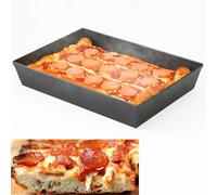 Jisculo Plaque à pizza Detroit Style 25,4 x 35,6 x 6,3 cm (antiadhésive, sans BPA et sans PFOA), résistante à la chaleur jusqu'à 426,7 °C, pré-enduite authentique anodisée Detroit, plaque à pizza