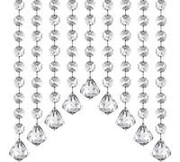 Jishi Guirlande de Perles de Cristal de 10 m à Suspendre pour décoration de Porte, centres de Table, Lustre, Prisme, Perles, décoration de Sapin de Noël - Pendentif Diamant Acrylique Transparent
