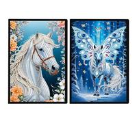JISHSHAY 2 Pack Diamond Painting Carnet de Notes Cheval Diamant Painting Cahier Feuille Blanche Cheval Broderie Diamant Bloc Note Bricolage Adulte Journal Broderie Carnet A5 Point de Croix Notebook