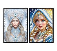 JISHSHAY 2 Pack Diamond Painting Carnet de Notes Elfe Fée Diamant Painting Bloc Note Feuille Blanche Broderie Diamant Cahier Bricolage Adulte Journal Broderie Carnet A5 Point de Croix Notebook