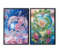 JISHSHAY 2 Pack Diamond Painting Carnet de Notes Fleur Diamant Painting Cahier Feuille Blanche Broderie Diamant Bloc Note Bricolage Adulte Journal Broderie Carnet A5 Point de Croix Notebook