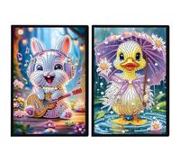 JISHSHAY 2 Pack Diamond Painting Carnet de Notes Lapin Diamant Painting Bloc Note Feuille Blanche Canard Broderie Diamant Cahier Bricolage Adulte Journal Broderie Carnet Point de Croix Notebook A5
