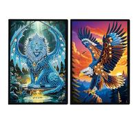 JISHSHAY 2 Pack Diamond Painting Carnet de Notes Lion Diamant Painting Bloc Note Feuille Blanche Aigle Broderie Diamant Cahier Bricolage Adulte Journal Broderie Carnet Point de Croix Notebook A5