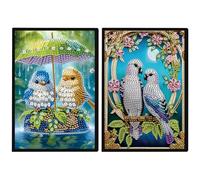 JISHSHAY 2 Pack Diamond Painting Carnet de Notes Oiseaux Diamant Painting Bloc Note Feuille Blanche Broderie Diamant Cahier Bricolage Adulte Journal Broderie Carnet A5 Point de Croix Notebook