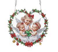 JISHSHAY Ange Diamond Painting Pendentif Diamant Painting Suspension Broderie Diamant Carillon à Vent Puzzle Adulte Suspendu Bricolage Adulte Hanging Point de Croix Guirlande Porte Décoration