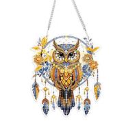 JISHSHAY Attrape Rêves Hibou Diamond Painting Pendentif Diamant Painting Suspension Broderie Diamant Carillon à Vent Puzzle Adulte Suspendu Bricolage Adulte Hanging Point de Croix Guirlande