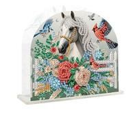 JISHSHAY Cheval Diamond Painting Porte Serviette de Table Fleur Diamant Painting Porte Serviette en Papier Oiseaux Peinture Diamant Porte-serviettes en Papier Bricolage Broderie Puzzle Point de Croix