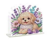 JISHSHAY Chien Diamond Painting Porte Serviette de Table Lavande Diamant Painting Porte Serviette en Papier Fleur Peinture Diamant Porte-serviettes en Papier Bricolage Broderie Puzzle Point de Croix